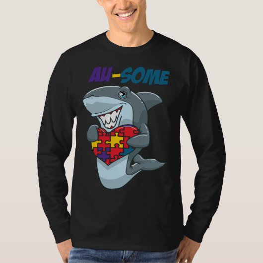 T-shirt Au Some Shark Awesome Autistic Puzzle Autism Aware (Devant)