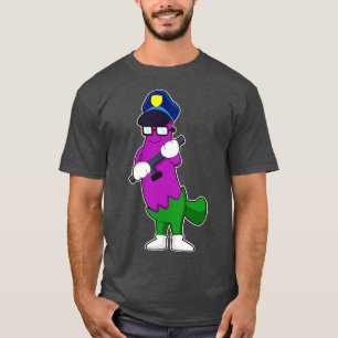 T-shirt Aubergine en policier avec Bâton