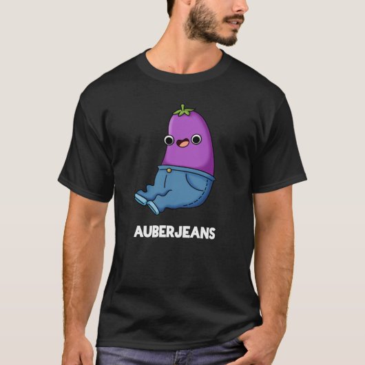 T-shirt Auberjeans Funny Eggplant Pun Dark BG (Devant)