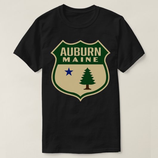 T-shirt Auburn Maine Retro Pine Tree Shield Vert (Design devant)