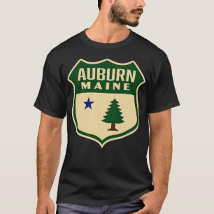 T-shirt Auburn Maine Retro Pine Tree Shield Vert