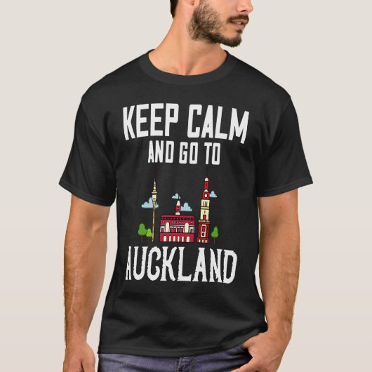 T-shirt Auckland New Zealand City Skyline Map Travel (Devant)