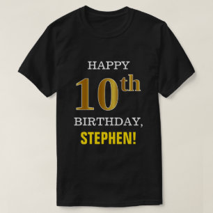 T-shirt Audacieux, noir, anniversaire d'or de Faux 10ème