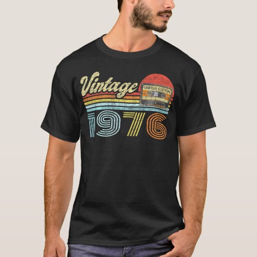 T-shirt Audio Cassette Depuis 1976 46E Anniversaire (Devant)