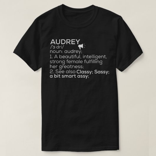 T-shirt Audrey Nom Audrey Définition Audrey Femme Nom A (Design devant)