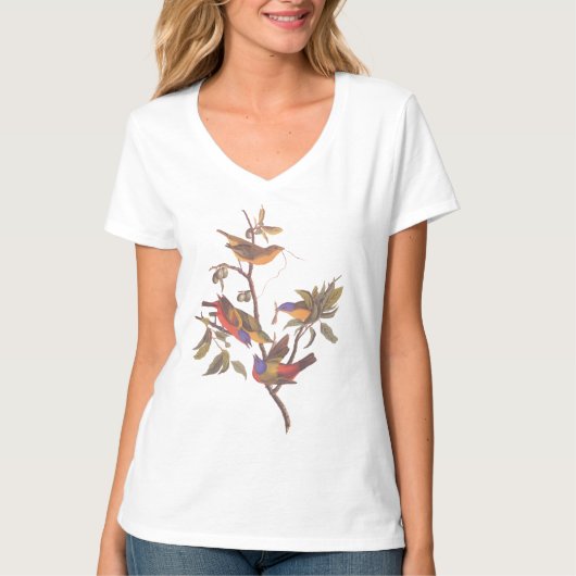 T-shirt Audubon Painted Bunting Birds is Wild Plum Tree (Devant)