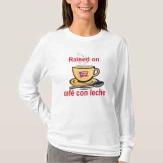 T-shirt augmenté sur le leche d'escroquerie de café