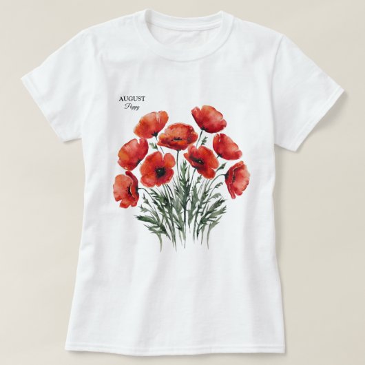 T-shirt August Poppy Bloom - Cadeau d'anniversaire personn (Design devant)