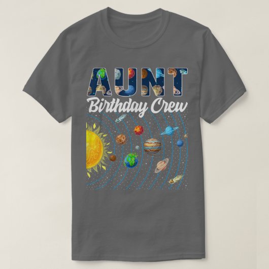 T-shirt Aunt Birthday Crew Outer Space Solar System Bday P (Design devant)