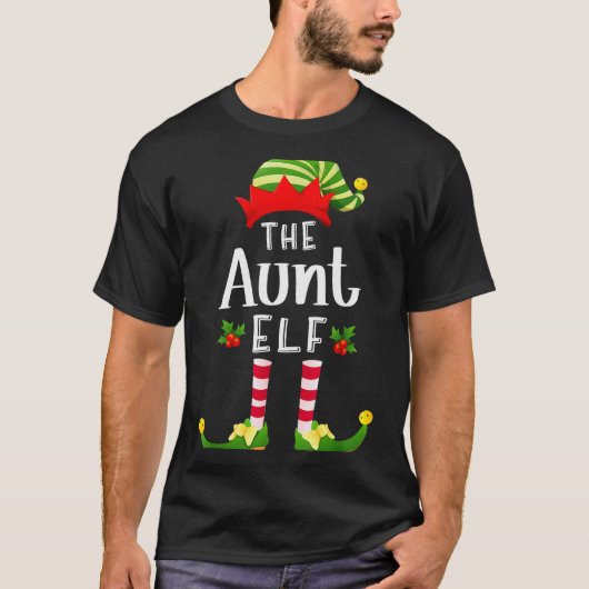 T-shirt Aunt Christmas Elf Matching Pajama X-mas Party (Devant)