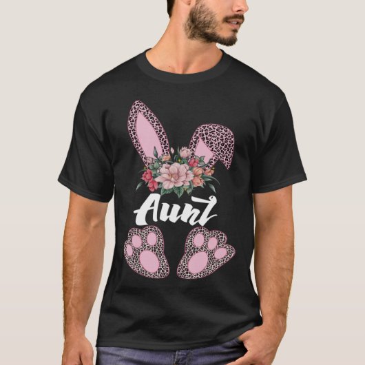 T-shirt Aunt Leopard Bunny Matching Family Easter Day Part (Devant)