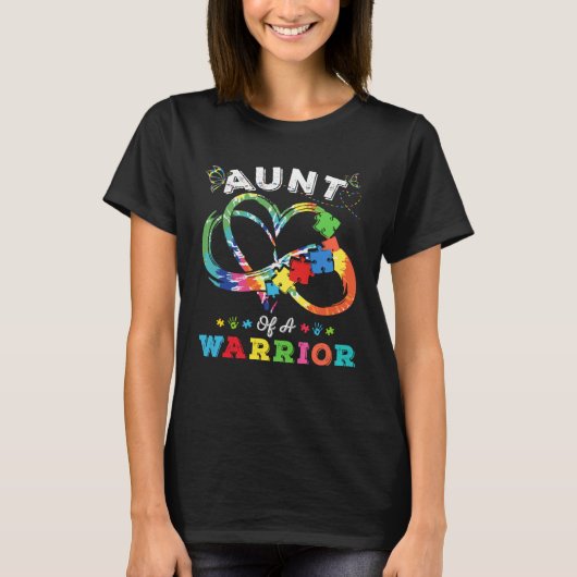 T-shirt Aunt Of A Warrior Autism Awareness Love Puzzle Tie (Devant)