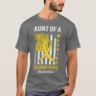 T-shirt Aunt of A Warrior Childhood Cancer Awareness Gold 