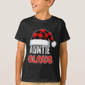 T-shirt Auntie Claus Buffalo Plaid Red Santa Hat Christmas (Devant)