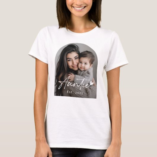 T-shirt Auntie Est année manuscrite écriture coeur (Devant)