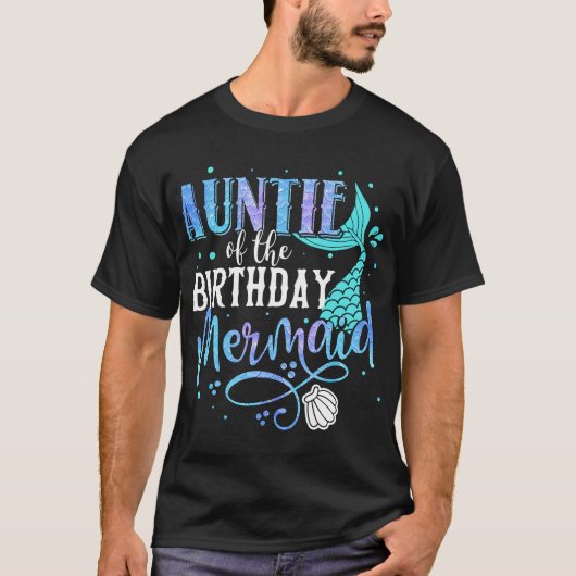 T-shirt Auntie Of The Birthday Mermaid Family Matching (Devant)