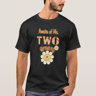 T-shirt Auntie Two Groovy 2 Birthday Toddler Hippie Retro 