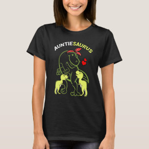 T-shirt Auntiesaurus Auntie 2 Enfants Dinosaur Tante Uncle