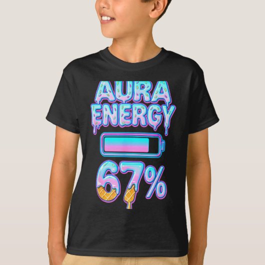 T-shirt Aura Energy 67 Meme Ice Cream Drip 6 7 Funny Six S (Devant)