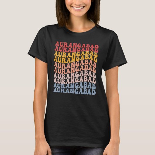 T-shirt Aurangabad City Groovy Retro (Devant)