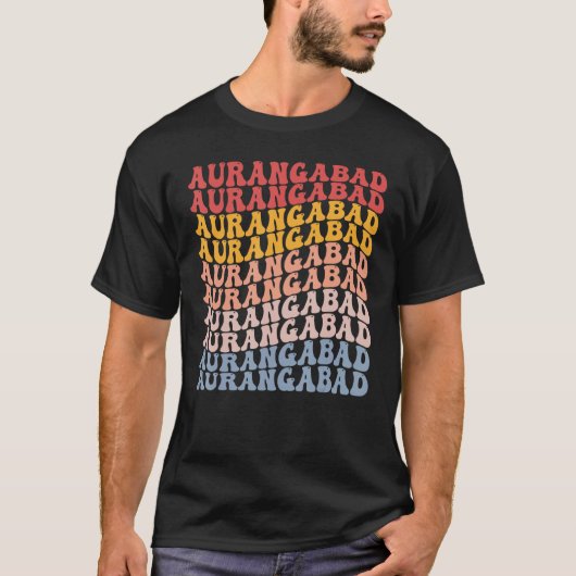 T-shirt Aurangabad City Groovy Retro (Devant)