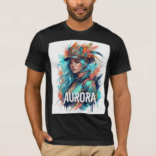 T-shirt Aurora Fantasy Art T Shirt Femme Boho Colorée G