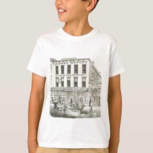 T-shirt Aurora Illinois Aurora Beacon News 1871 Stone Lith (Devant)