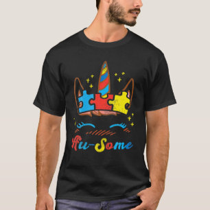 T-shirt Ausome Unicorn Face Puzzle Sensibilisation sur l'a