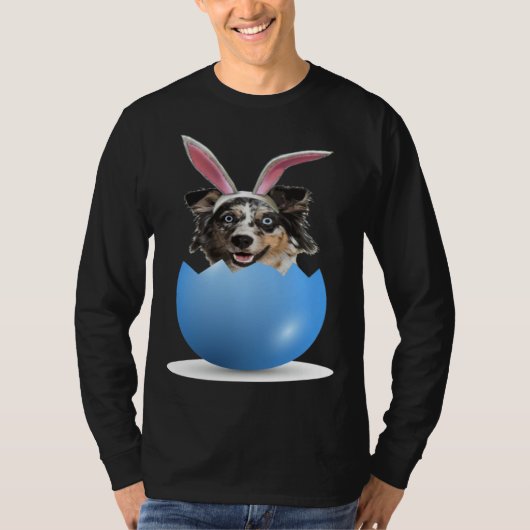 T-shirt Aussie Dog  Easter Bunny Egg Hunt Australian Sheph (Devant)