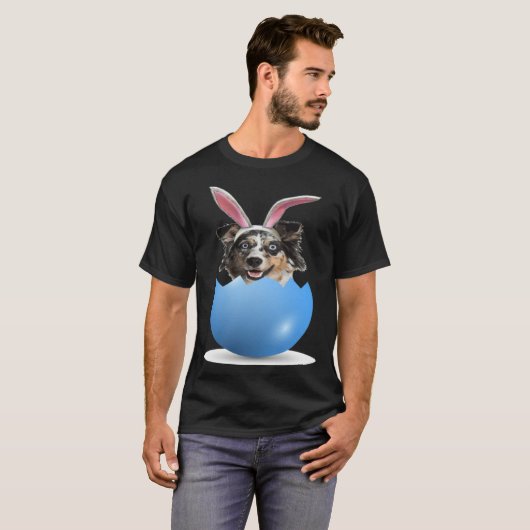 T-shirt Aussie Dog  Easter Bunny Egg Hunt Australian Sheph (Devant entier)