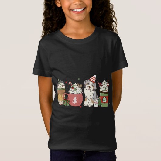 T-Shirt Aussiedoodle Café Latte hiver Noël Chien Maman (Devant)