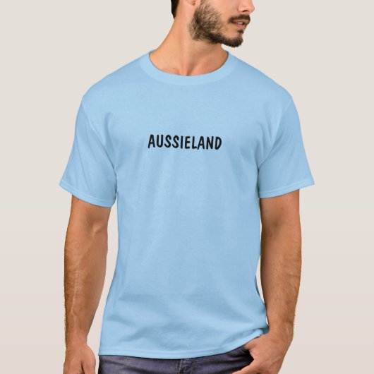 T-Shirt Aussieland Texte Bleu (Devant)