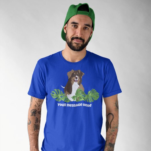 T-shirt Aussies Australian Shepherd Chien Feuilles tropica