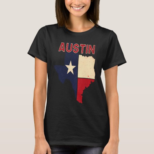T-shirt Austin City Texas Texan Flag Map (Devant)