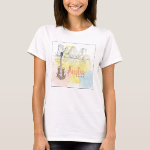 T-shirt Austin, croquis d'aquarelle du Texas