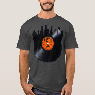 T-shirt Austin Texas City Skyline Record Vintage LP Love M