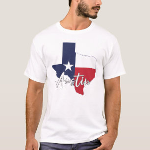 T-shirt Austin, Texas Drapeau Carte Blancs hommes