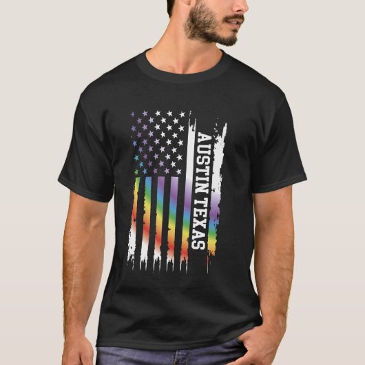 T-shirt Austin Texas États-Unis Arc-en-ciel désespéré avec (Devant)