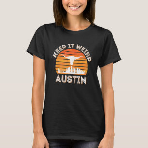 T-shirt Austin Texas Garde-le Bizarre Longhorn Coucher Vin