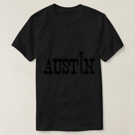 T-shirt Austin Texas Graphic avec guitare (Design devant)