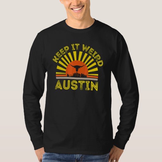 T-shirt Austin Texas Keep It Weird Longhorn Sunset 3 (Devant)
