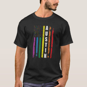T-shirt Austin Texas Us American Flag Rainbow Gay Lgbt Pri