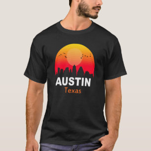 T-shirt Austin Texas Vintage Coucher de soleil Rétro Ville