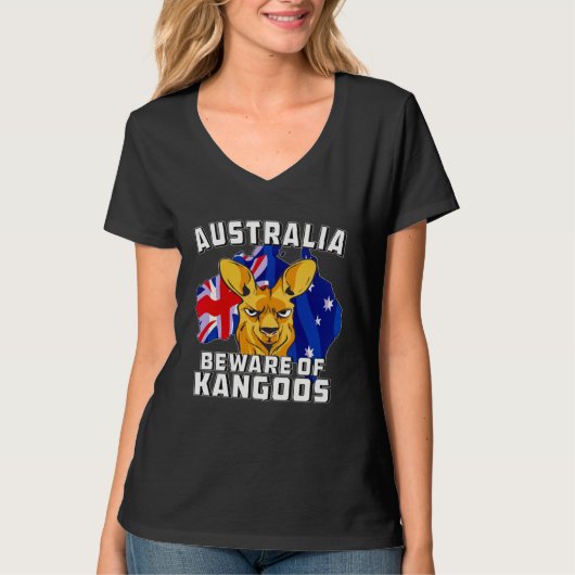 T-shirt Australia Beware of Kangoos Down Under Australia (Devant)
