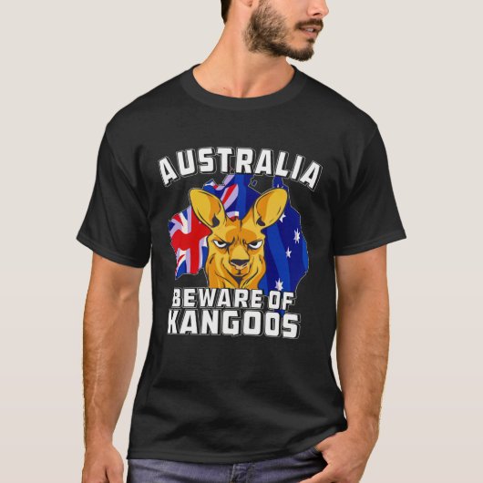 T-shirt Australia Beware of Kangoos Down Under Australia (Devant)
