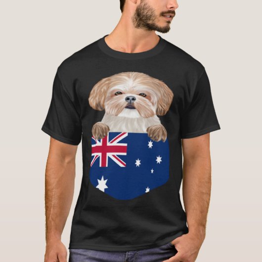 T-shirt Australia Flag Shih Tzu Dog In Pocket (Devant)