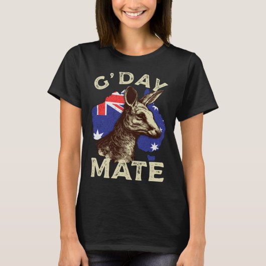 T-shirt Australia G day Mate Kangaroo Aussie Australian Fl (Devant)