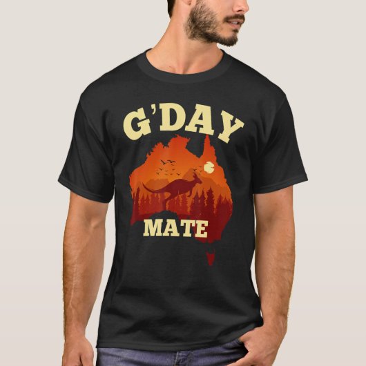 T-shirt Australia G'Day Mate Australian Flag Aussie Map (Devant)