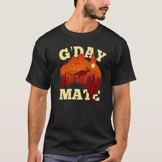 T-shirt Australia G'Day Mate  Australian Flag Aussie Map 1 (Devant)