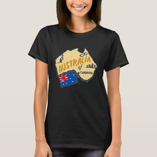 T-shirt Australia Marking Flags Koala Boomerang Canberra (Devant)